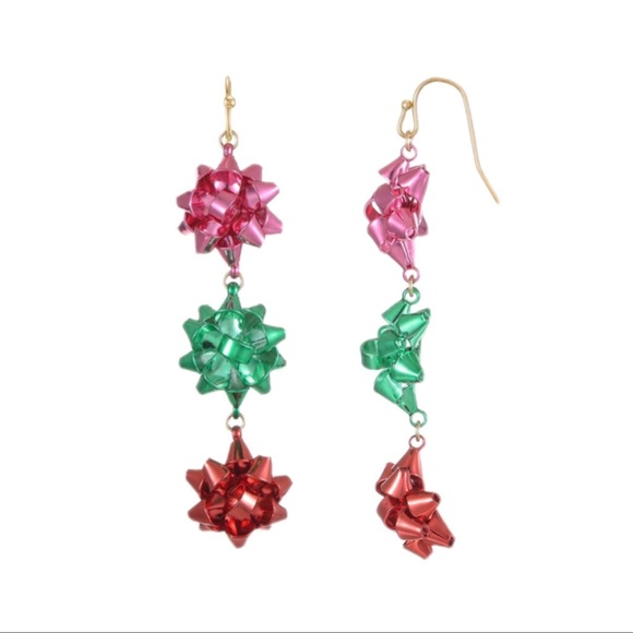 Holiday Gift Bow Earrings - Picture 2 of 3
